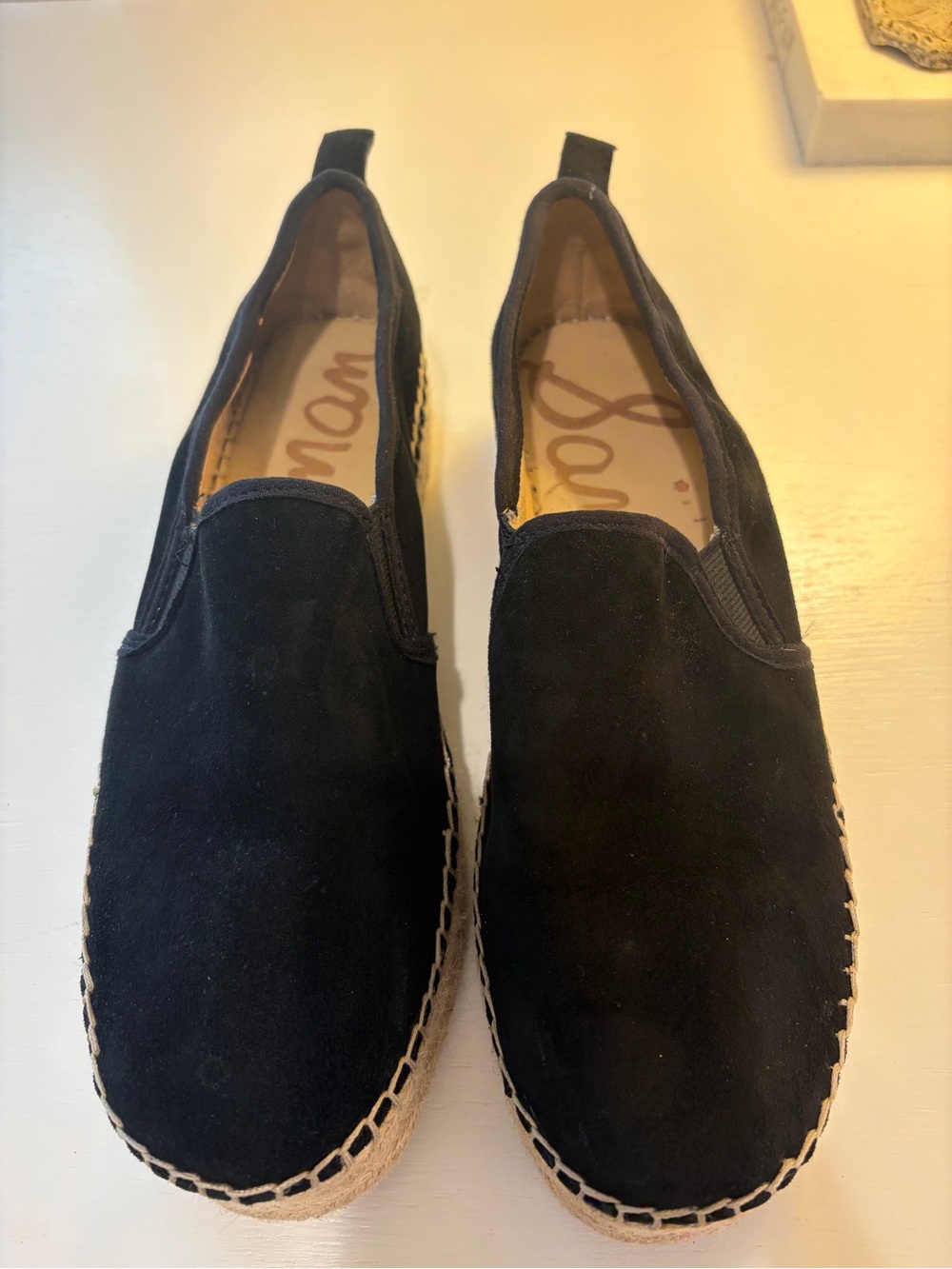 Sam Edelman Black Suede Slip-On Womens Espadrilles size 9.5